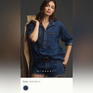 NWT Anthro Pilcro Half Button Denim Tunic